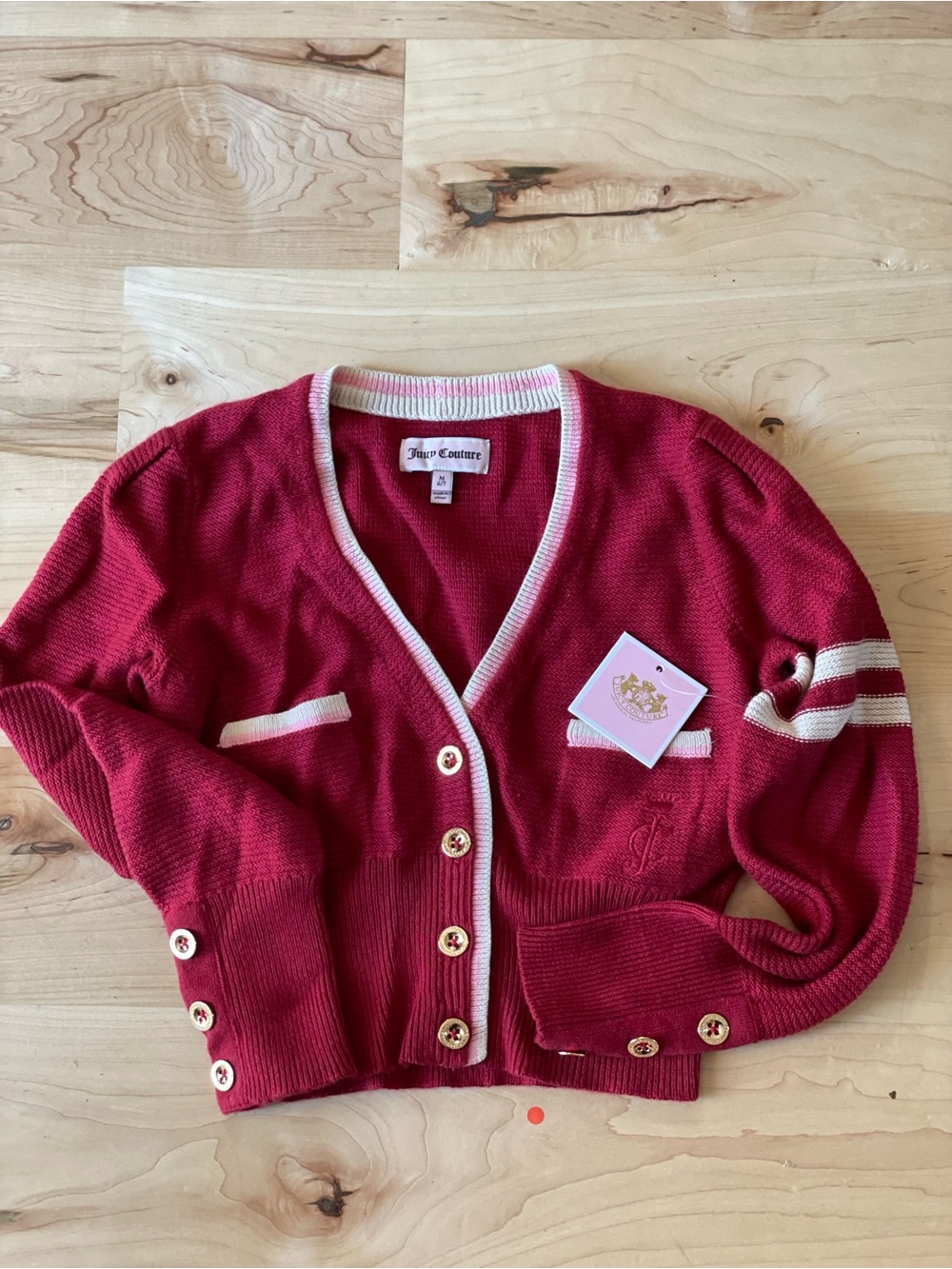 NWT Juicy Couture Oxblood Track Cardigan Girls Size M 6/7